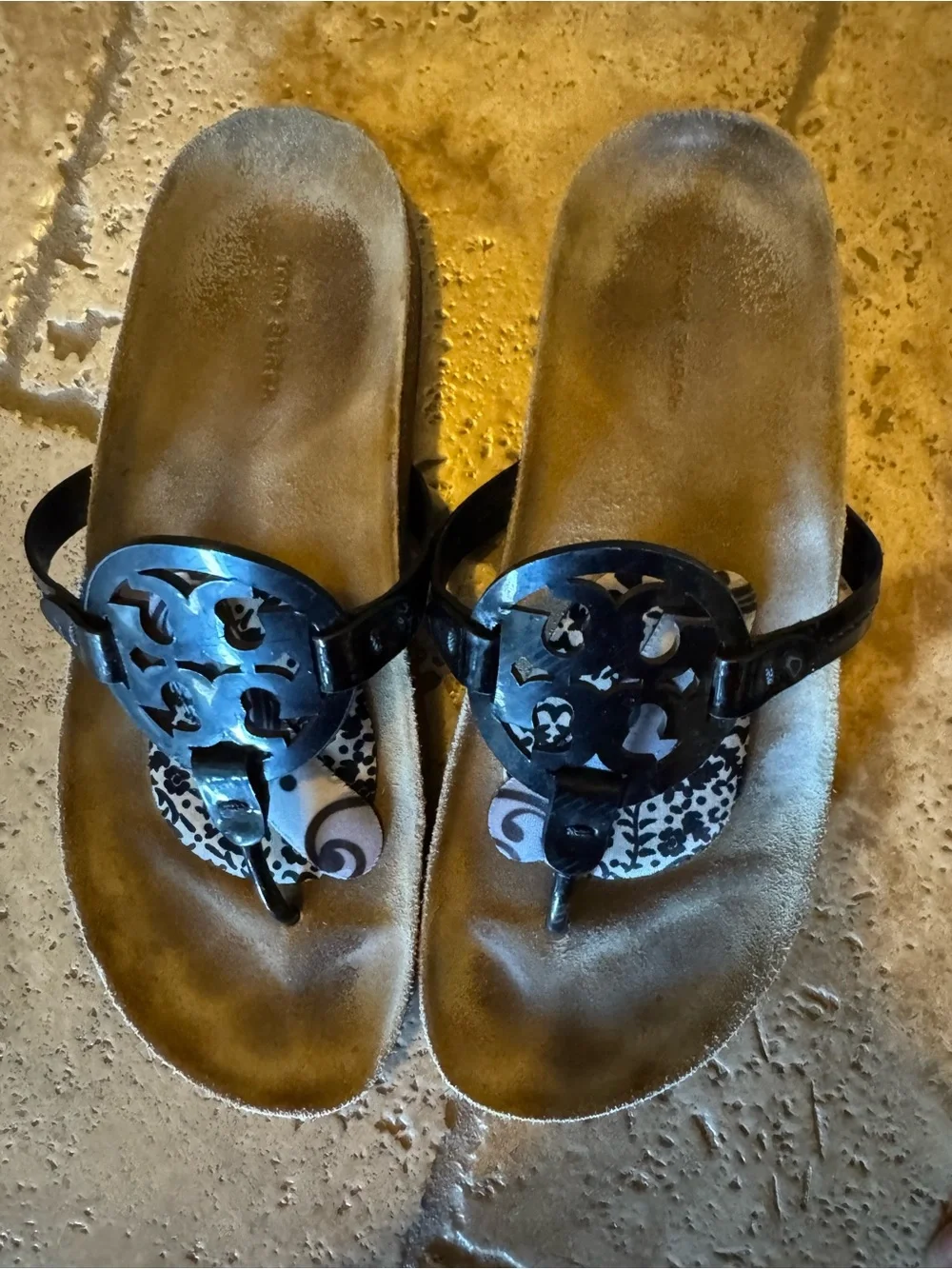Tory Burch Black Logo Thong Sandals